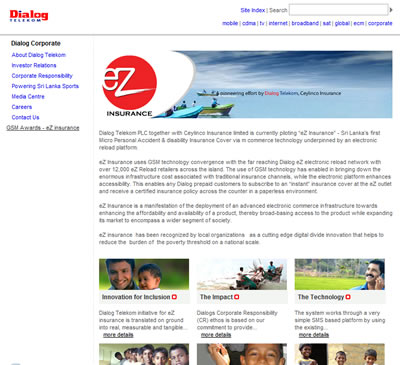 GSM AWARDS 2007 Web - eZ insurance, Dialog GSM